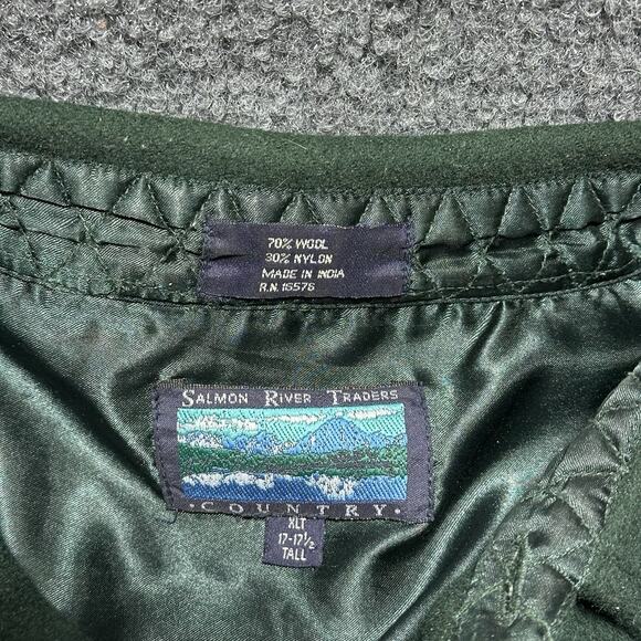 Vtg Salmon River Traders Long Sleeve Button Up Shirt Sz XLT Green Fleece Wool - Picture 6 of 11